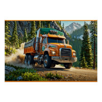 Caminhão Laranja Gravel nas Montanhas