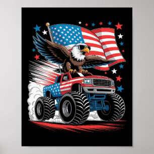 Poster Caminhão Monstro Águia Careca Patriótica Vermelho