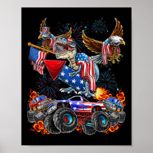 Poster Caminhão Monstro Águia Dinossauro 4 de Julho Améri