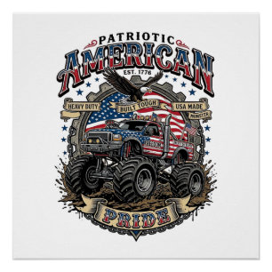 Póster Caminhão Monstro da Liberdade Fera Diesel Patrióti