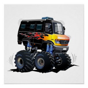 Póster Caminhão monstro de cartum