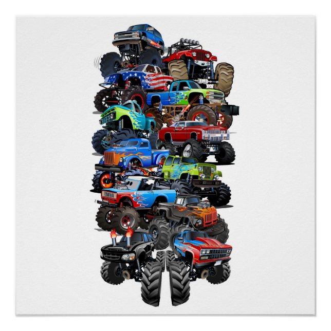 Póster Caminhão monstro de cartum (Frente)