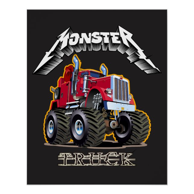 Póster Caminhão monstro de desenho animado (Frente)