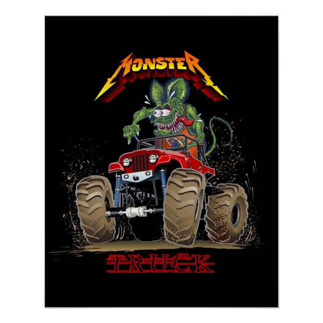 Póster Caminhão monstro de desenho animado (Frente)