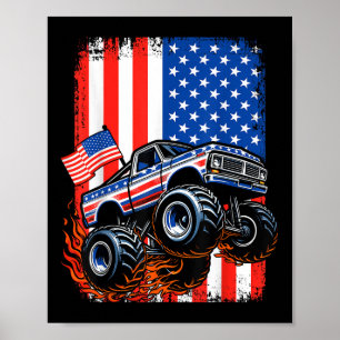 Poster Caminhão Monstro De Meninos, Caminhão Usa, Bandeir