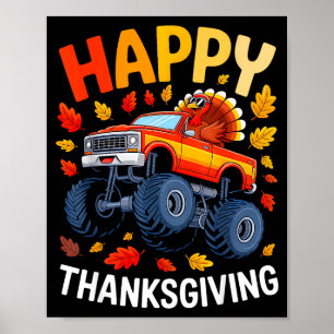 Poster Caminhão Monstro de Peru Engraçado Feliz Dia de Aç