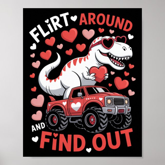 Poster Caminhão Monstro Dinossauro do Dia dos Namorados F (Frente)