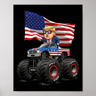 Poster Caminhão Monstro Donad Trump 4 De Julho Bandeira D