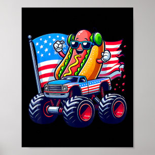 Poster Caminhão Monstro Óculos de Sol Hotdog 4 de Julho A