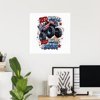 Poster Caminhão Monstro Red White Boom