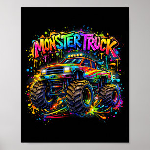 Poster Caminhão monstro retro grafite colorido crianças p