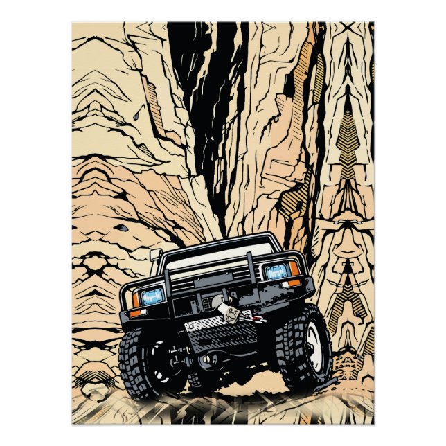 Póster Caminhão Off-Road Retro Rock Crawl Arte Pop (Frente)