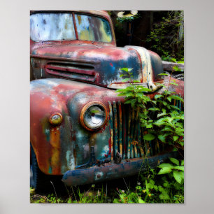 Poster Caminhão Velho Colorido Enferrujado