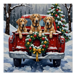 Póster Caminhão Vermelho de Natal do Irish Wolfhound Pres