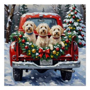 Póster Caminhão Vermelho de Natal Maltês Feriado