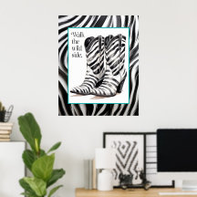 Caminhar do Lado Selvagem - Garota Bota Arte Zebra