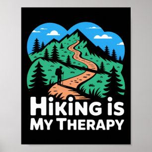 Poster Caminhar é Minha Terapia Trilha e Cena de Montanha