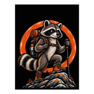 Póster Caminheiro de Mapache – Trilhas Selvagens