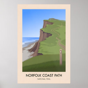 Poster Caminho da Costa de Norfolk Trilha Nacional Viagem