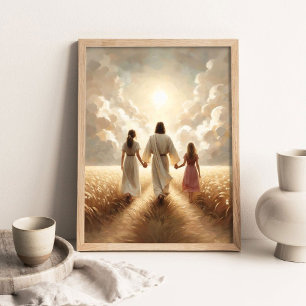Poster Caminho da Família, Arte Cristã, Jesus Caminhando