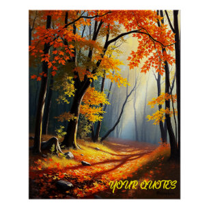 Póster Caminho da Floresta de outono do ouro