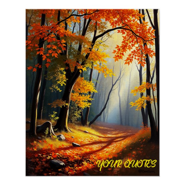 Póster Caminho da Floresta de outono do ouro (Frente)