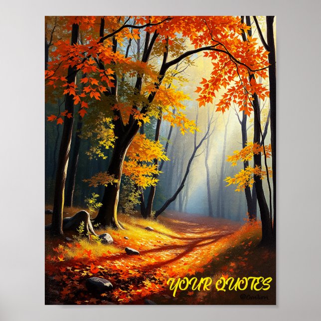 Poster Caminho da Floresta de outono do ouro (Frente)