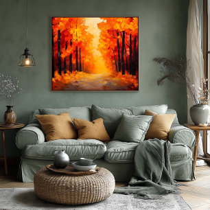Poster Caminho da Floresta de Outono Fauvista em Tela – P