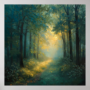 Poster Caminho da Floresta Dourada – Arte de Paisagem Tra
