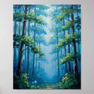 Poster Caminho da Floresta Encantada: Uma Pintura a Óleo