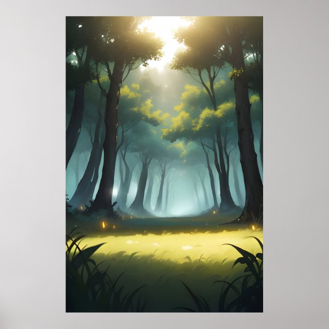Poster Caminho da Floresta Sunlit (Frente)
