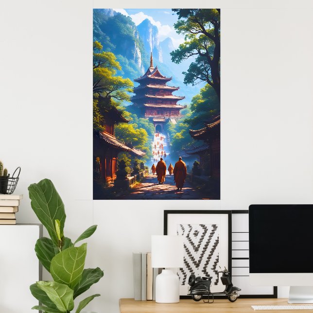 Poster Caminho da Pagode Mística ao Nascer do Sol (Escritório em casa)