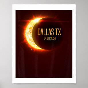 Poster Caminho Da Totalidade Dallas Tx 4.8.24 Ecli Solar
