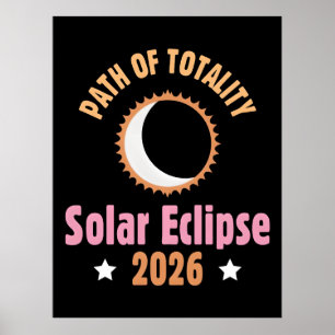 Poster Caminho da totalidade do eclipse solar de 2026