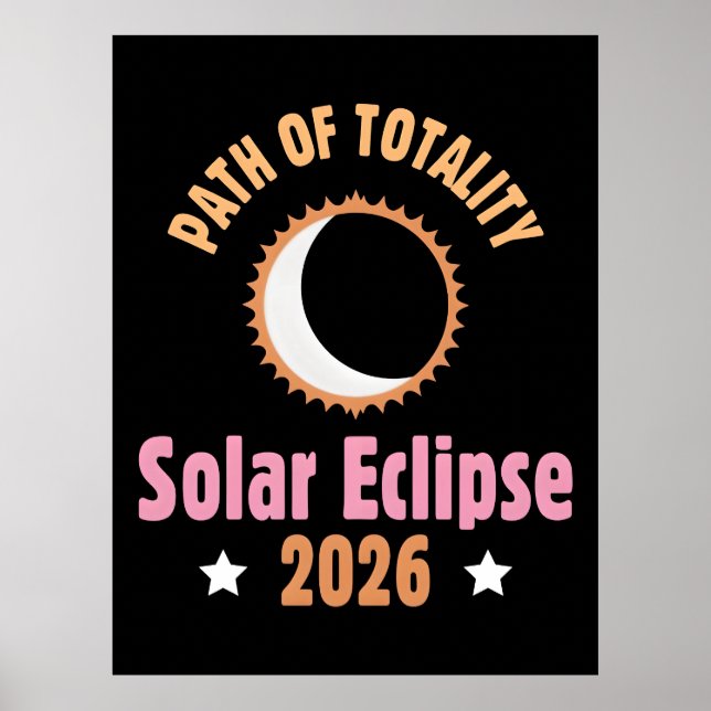 Poster Caminho da totalidade do eclipse solar de 2026 (Frente)