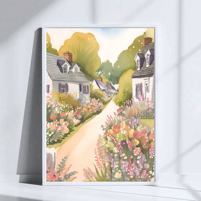 Poster Caminho das Flores Silvestres | Aquarela de Cidade (Criador carregado)