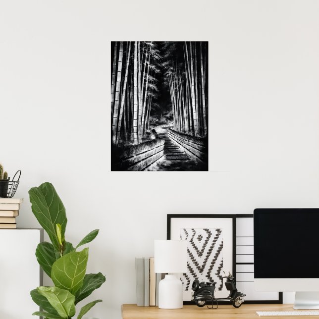 Poster Caminho de Bambu à Noite – Yin | Arte de Parede Ze (Escritório em casa)