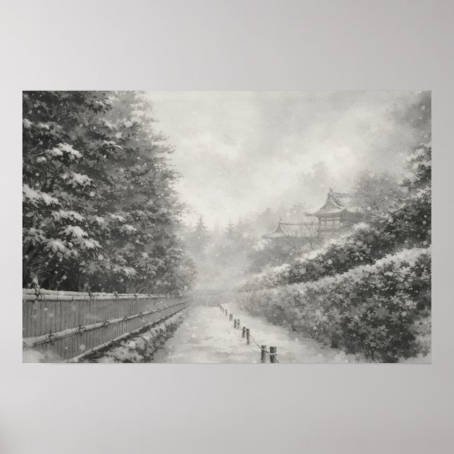Poster Caminho de Bambu na Neve – Yang | Arte de Parede Z (Frente)