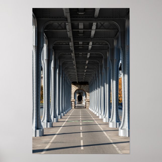 Poster Caminho de Ciclo na ponte Bir-Hakeim - Paris, Fran (Frente)