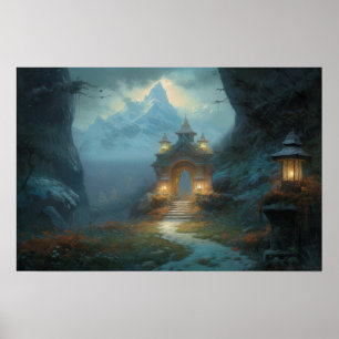 Poster Caminho de enrolamento para gateway sagrado em uma