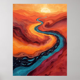 Poster Caminho de Fiery - Paisagem do Sunset de Abstrato