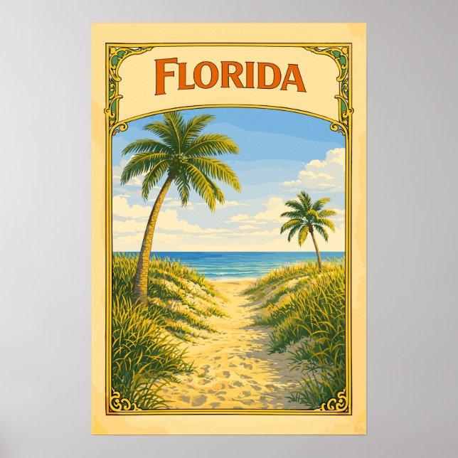 Poster Caminho de Praia da Flórida Vintage (Frente)