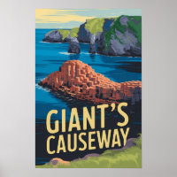 Caminho do Gigante Irlanda Viagem Arte Vintage