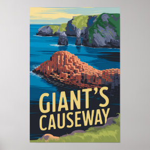 Poster Caminho do Gigante Irlanda Viagem Arte Vintage