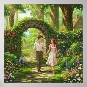 Poster Caminho do Jardim de Cottagecore