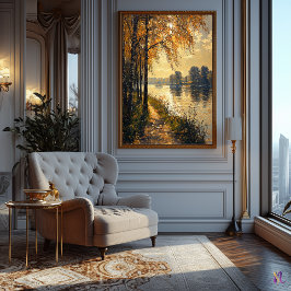 Poster Caminho do Riverside do outono no Estilo Impressio