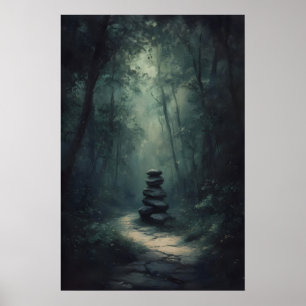 Poster Caminho Misterioso da Floresta Arte de Floresta Es