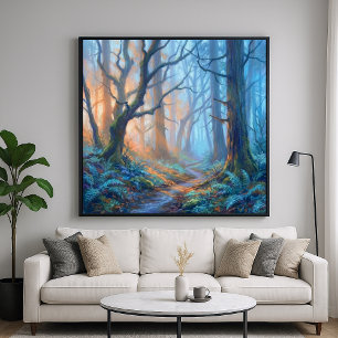 Poster Caminho Místico da Floresta Nebulosa - Estilo de P