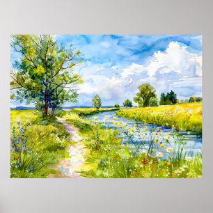 Poster Caminho rural para o Rio Havelland Aquarela