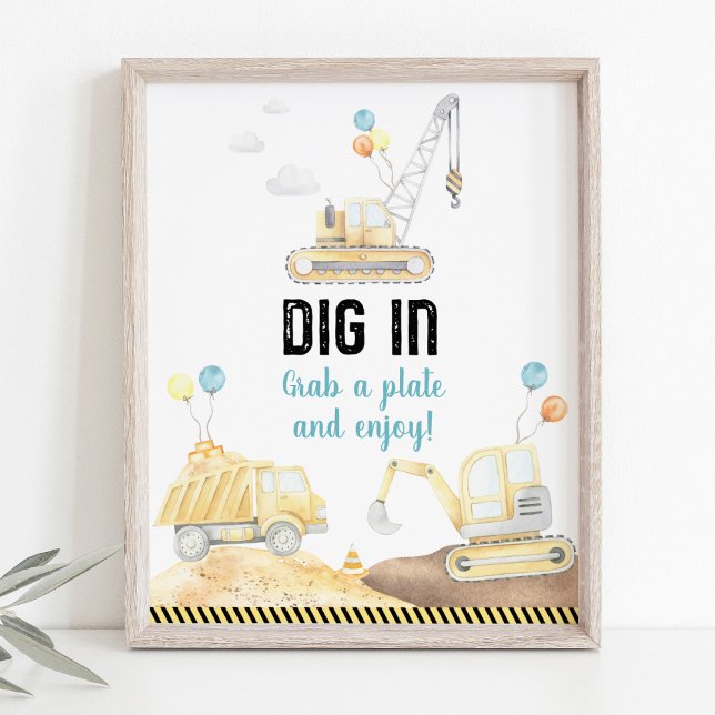 Poster Caminhões De Construção Descem No Sinal De Comida  (Criador carregado)